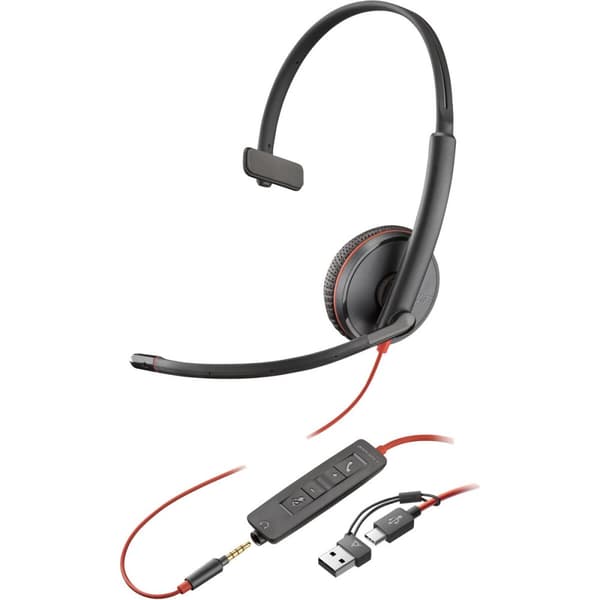 Kuulokkeet mikrofonilla Poly Blackwire 3215 Musta