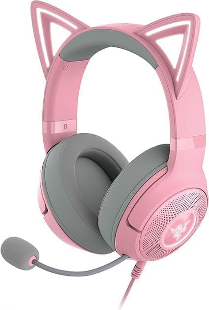 Razer Kraken Kitty V2 USB langallinen RGB-kuuloke: Chroma Kitty Ears - Quartz Pink