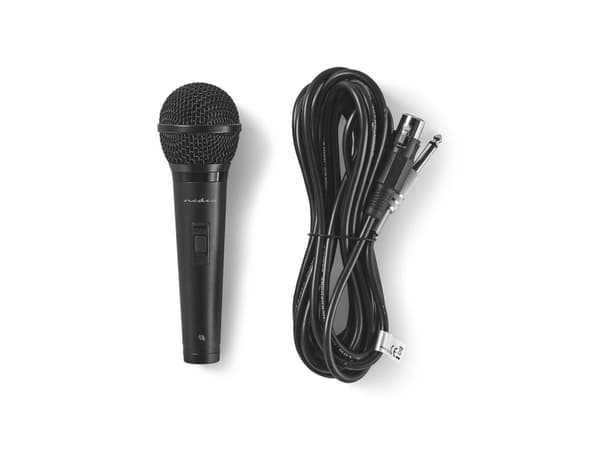 Nedis MPWD25BK, instrumentmikrofon, 72 dB, 80 - 13000 Hz, 600 ohm (O), kardioid, trådbunden
