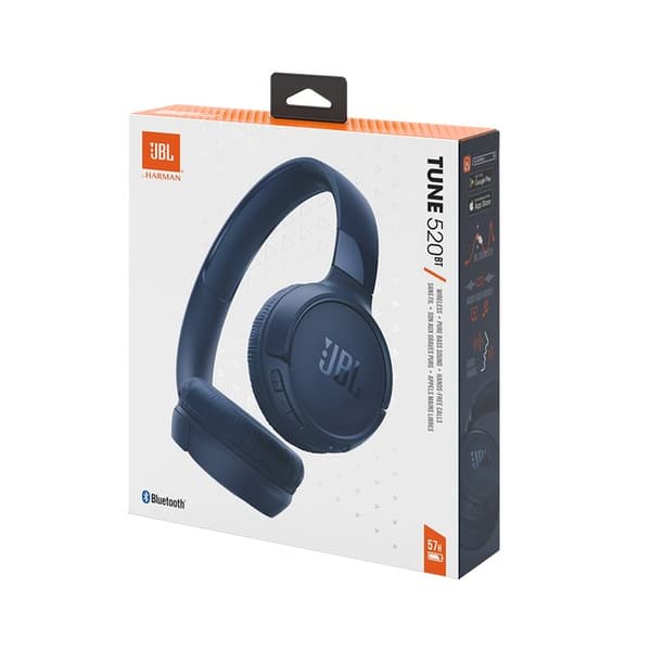 JBL Tune 520BT Hero Blue - Trådlösa On-Ear-Hörlurar med Oslagbart Pure Bass-ljud