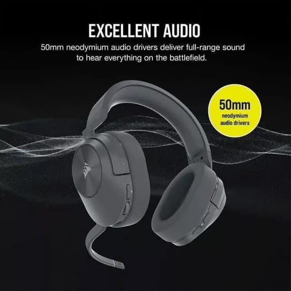 Corsair HS55 WIRELESS -pelikuulokkeet - Dolby Audio 7.1 surround-ääni, - harmaa
