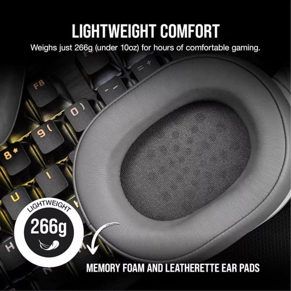 Corsair HS55 WIRELESS -pelikuulokkeet - Dolby Audio 7.1 surround-ääni, - harmaa