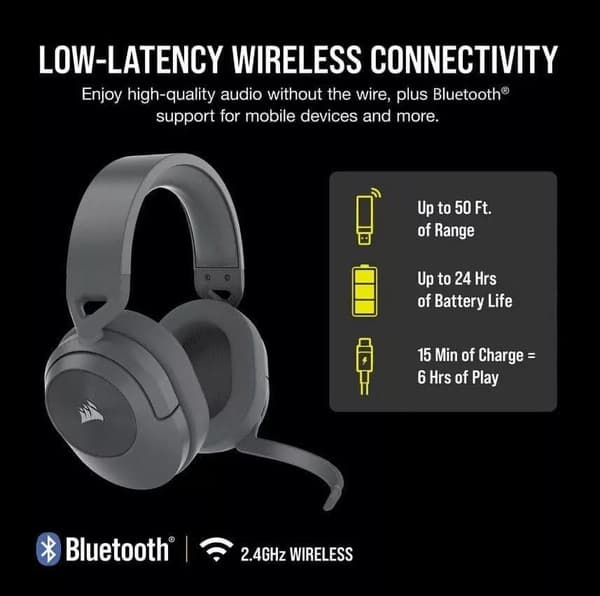 Corsair HS55 WIRELESS -pelikuulokkeet - Dolby Audio 7.1 surround-ääni, - harmaa