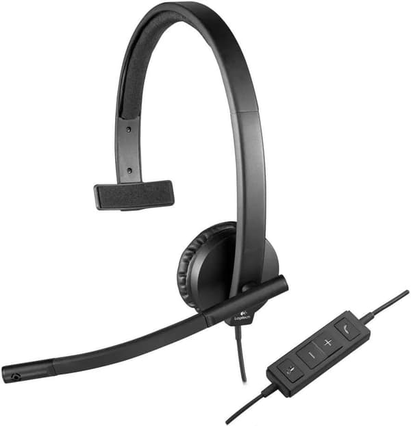 Logitech H570e USB Mono kabelanslutna hörlurar med brusreducerande mikrofon