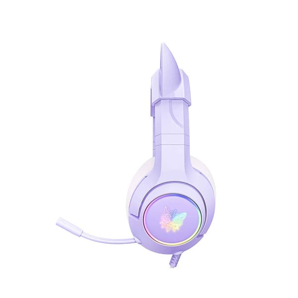 Onikuma K9 gamingheadset med kattöron och RGB-belysning - Lila