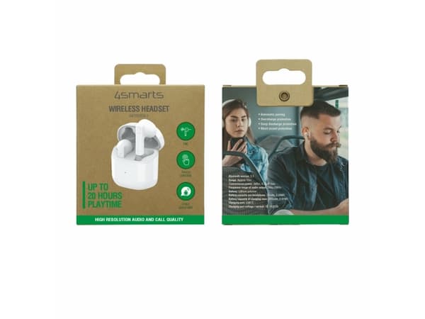 4smarts SkyBuds 2, True Wireless Stereo (TWS), Samtal/musik, 20 - 20000 hz, 50 g, Headset, Vit