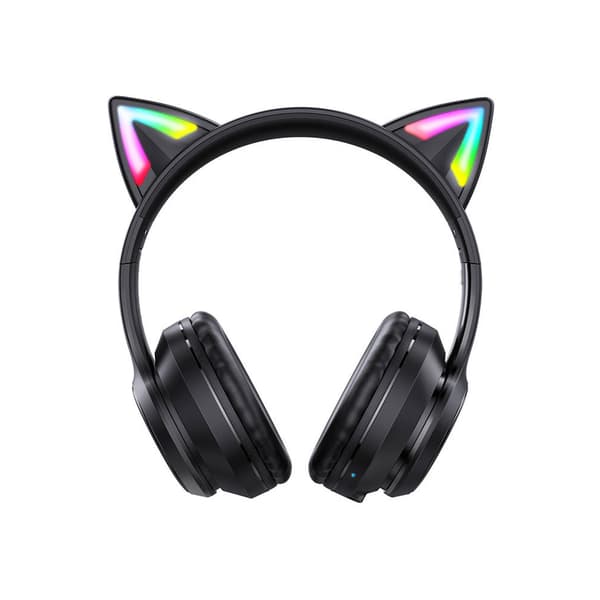 Onikuma B90 trådlösa hörlurar med kattöron och LED - Svart