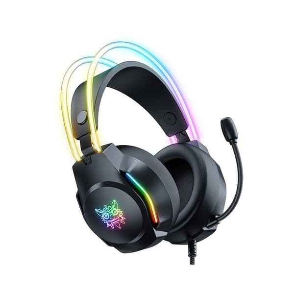 Onikuma X26 Gaming Headset med LED og støjreducerende mikrofon - Sort