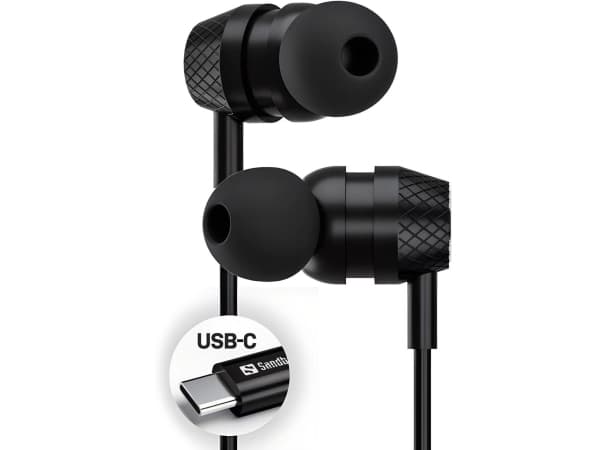Sandberg USB-C/A In-Earset with Line-Mic, Wired, Calls/Music, 20 - 20000 Hz, 28 g, Headset, Black
