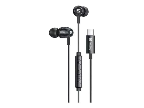 Sandberg USB-C/A In-Earset with Line-Mic, Wired, Calls/Music, 20 - 20000 Hz, 28 g, Headset, Black