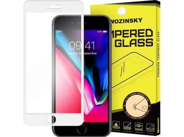 Wozinsky Wozinsky Super Slitesterk Herdet Glass Full Lim Full Skjerm Deksel med rammeveske Vennlig iPhone 8/7 Hvit Universal