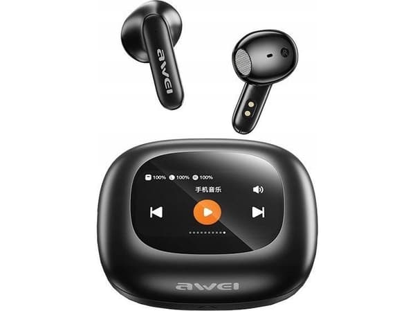 Awei AWEI hörlurar Bluetooth 5.4 TP97 TWS + dockningsstation svart/svart