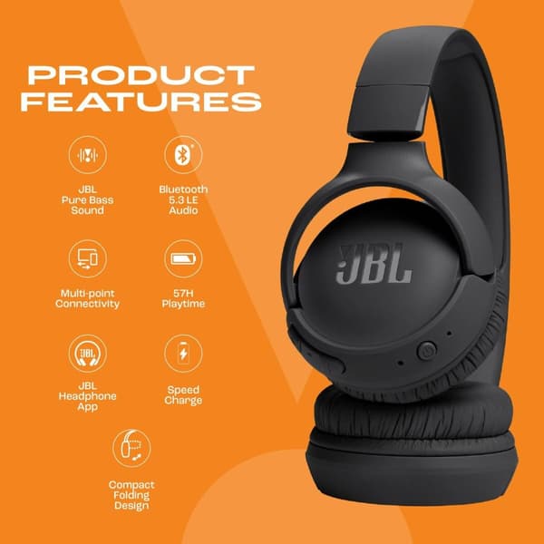 Hovedtelefoner JBL TUNE 520BT BK Sort