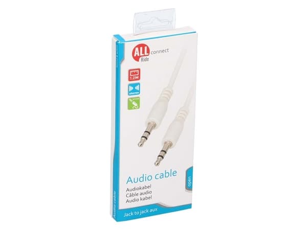 Allride Connect 2.0 minijakki 3.5mm äänikaapeli, 1.2m, valkoinen