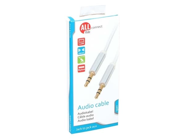 Allride Connect 2,0 minijack 3,5mm lydkabel, 1,2m, nylo