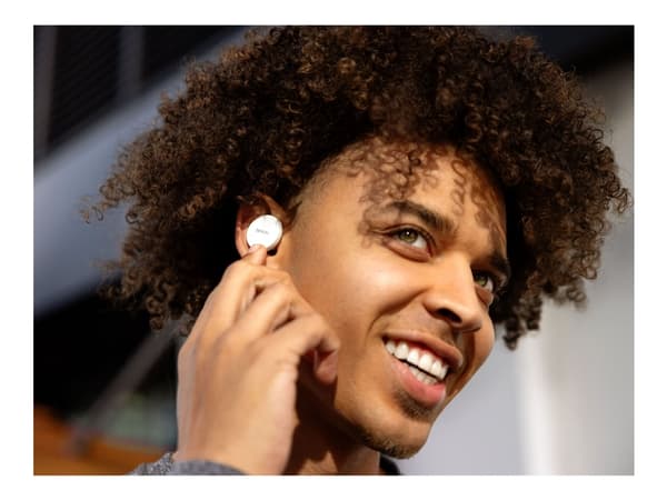 Denon PerL - True wireless-hodetelefoner med mikrofon - i øret - Bluetooth - aktiv støydemping - hvit