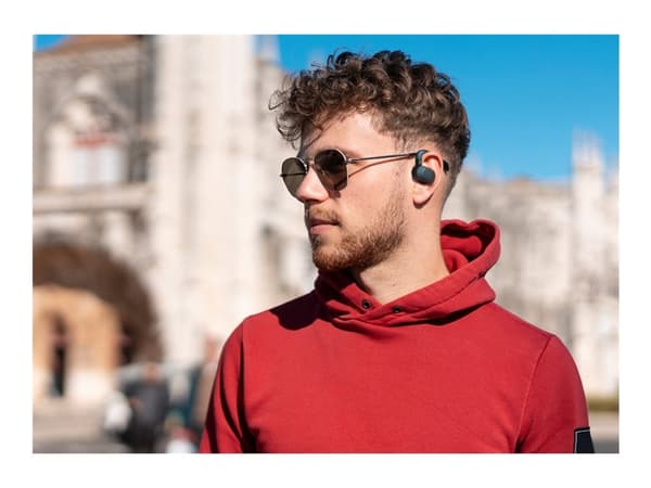 Creative Outlier Go - True wireless-hodetelefoner med mikrofon - åpent øre - Bluetooth - mørk blå