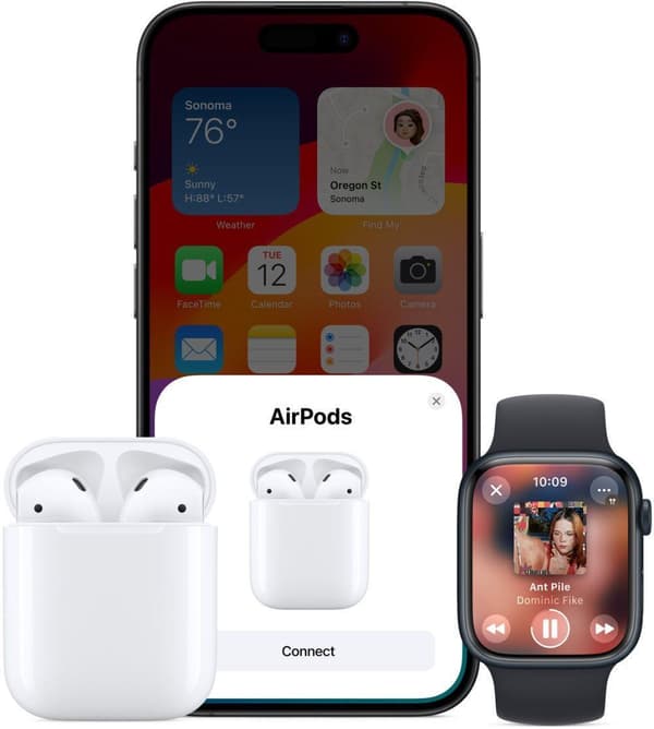 Apple AirPods (2. generation) med Lightning-opladningsetui (æsken åbnet)