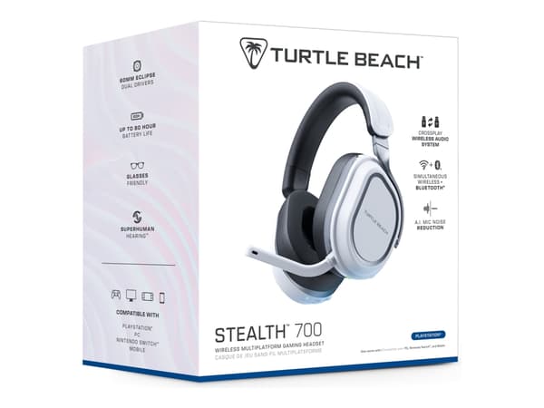 Turtle Beach Stealth 700 - 3. sukupolvi - kuulokkeet - täysikokoiset - Bluetooth/2,4 GHz:n radiotaajuus - langaton - melua eristävä - valkoinen