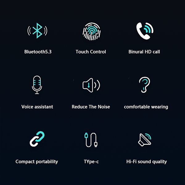 ET03 True Wireless Bluetooth-hodetelefoner, svart