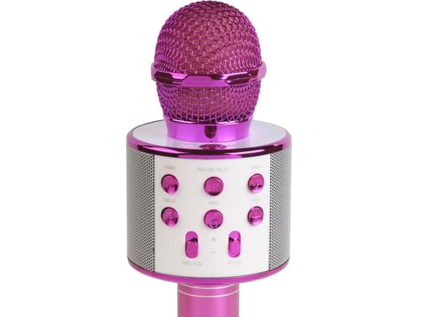 Denver KMS-20P, Karaokemikrofon, Ledning & Trådløs, Bluetooth/3.5 mm, 10 m, USB Type-A, Rosa