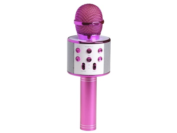 Denver KMS-20P, Karaokemikrofon, Ledning & Trådløs, Bluetooth/3.5 mm, 10 m, USB Type-A, Rosa