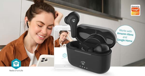 Nedis Fullt Trådløse hodetelefoner | Hybrid (ENC + ANC) | Bluetooth® | Maksimal batteritid: 36 timer | Touch kontroll | Ladeboks | Trådløs ladeetui |