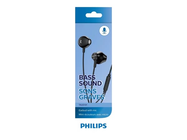 Philips TAUE101BK - Hörlurar med mikrofon - öronknopp - kabelansluten - svart