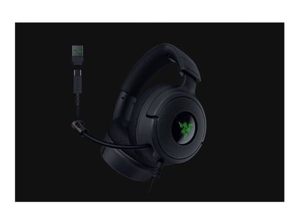 Razer Kraken V4 X - Headset - fullstorlek - kabelansluten - USB-C - ljudisolerande