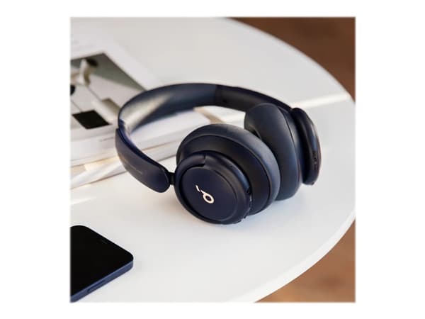 Soundcore Life Q30 - Hodetelefoner med mikrofon - full størrelse - Bluetooth - trådløs, kablet - NFC - aktiv støydemping - 3,5 mm jakk - midnattsblå