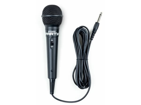 Bigben Interactive PARTYMIC, Karaokemikrofon, 60 - 14000 Hz, Koblet med ledninger (ikke trådløs), 6.35 mm (1/4"), Sort, 4 m
