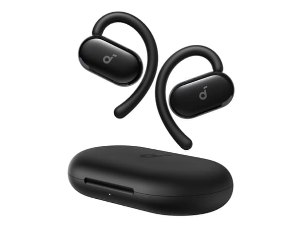 Soundcore V20i - True wireless-hodetelefoner med mikrofon - åpent øre - over-øret-montering - Bluetooth - svart