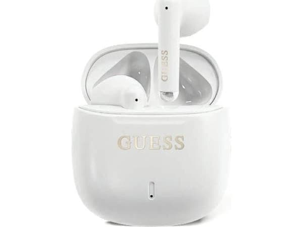 Guess hodetelefoner Bluetooth GUTWSJ14ESGH TWS + dockingstasjon hvit/hvit trykt klassisk logo