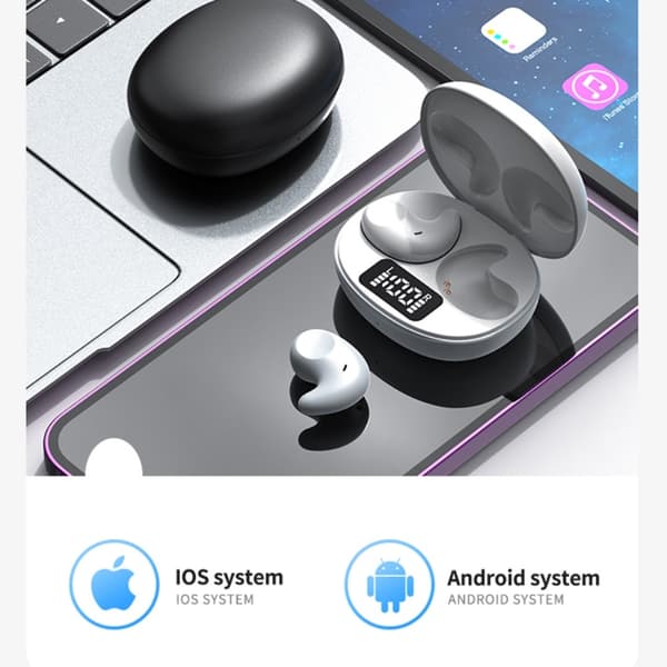 I øret til søvn med sovehodetelefoner Bluetooth-hodetelefoner - hvit