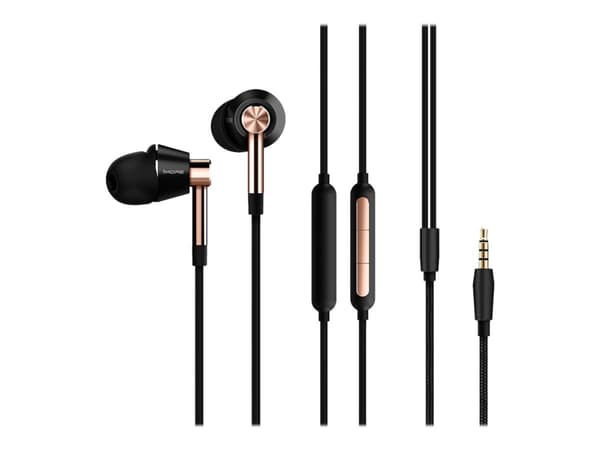 1More E1001, Kuulokkeet, In-ear, Musiikki, Musta, Kulta, Kaksikanavainen, Nappi