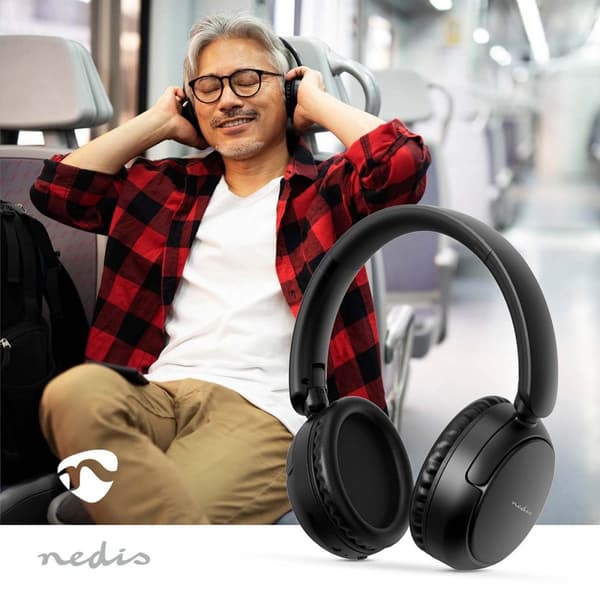 Nedis Trådløse Over-Ear hovedtelefoner | Maksimal batteritid: 12 timer | Indbygget mikrofon | Truk kontrol | Understøtter stemmestyring | Volumenkontr