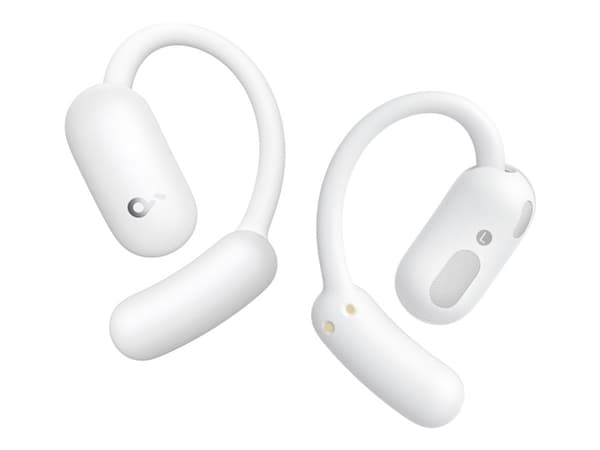 Soundcore AeroFit 2 - True wireless-hodetelefoner med mikrofon - åpent øre - over-øret-montering - Bluetooth - hvit