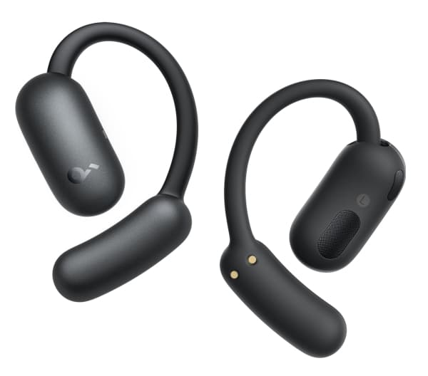 Soundcore AeroFit 2 - True wireless-hodetelefoner med mikrofon - åpent øre - over-øret-montering - Bluetooth - svart