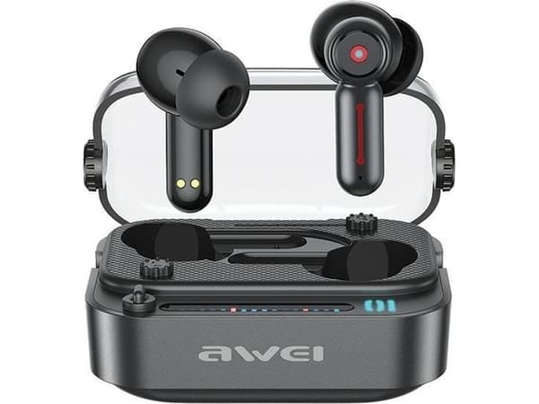 Awei AWEI kuulokkeet Bluetooth 5.3 T58 ANC + telakointiasema musta/musta