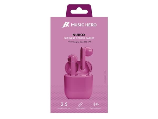 Nubox True Wireless Stereo kuulokkeet. Vaaleanpunainen