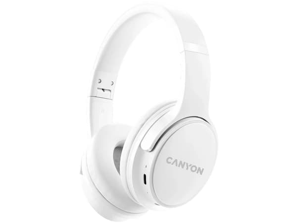 Canyon BTHS-4, OnRiff 4 Bluetooth wireless headphones, 50 hours battery life, foldable, white