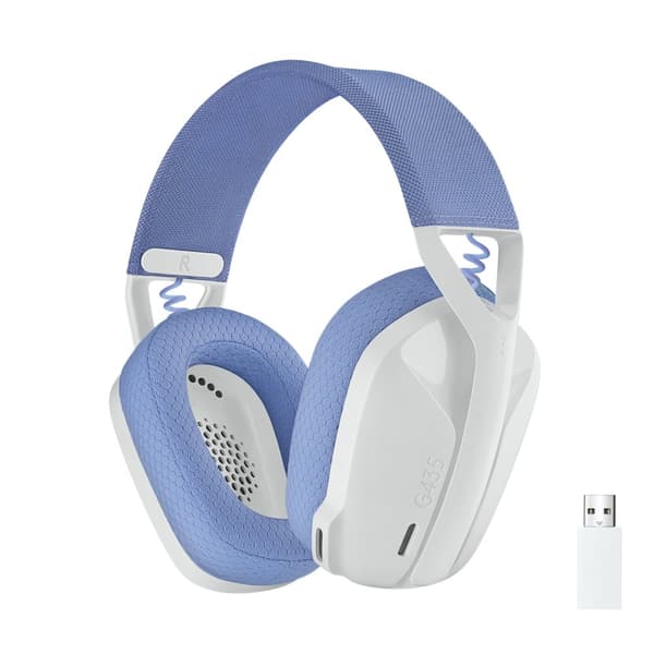 Logitech G435 Lightspeed trådløst spillhodesett - hvitt