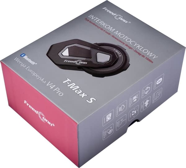 FREEDCONN T-MAX S V4 PRO YKSITTÄINEN moottoripyörän sisäpuhelin, musta