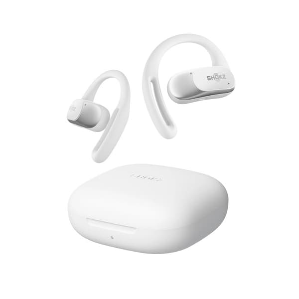 SHOKZ OpenFit Air, weiss Langattomat kuulokkeet, korvakoukku, puhelut/musiikki/urheilu/jokapäiväinen Bluetooth, valkoinen