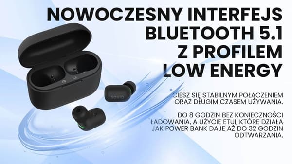 Savio TWS-09 IPX5 hovedtelefoner/headset Trådløse In-ear Musik Bluetooth Sort
