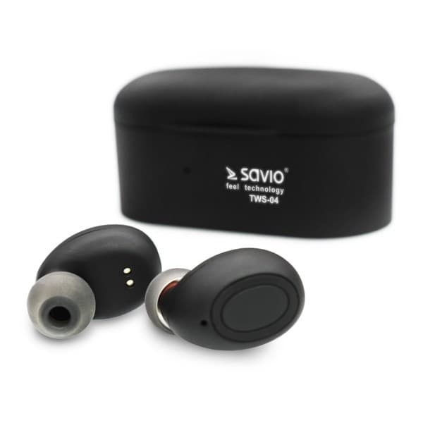 Savio TWS-04 trådløse Bluetooth-øretelefoner sort, grafit