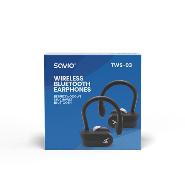 Savio TWS-03 trådløse Bluetooth høretelefoner, sorte