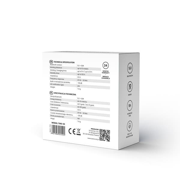 Savio TWS-03 trådløse Bluetooth høretelefoner, sorte