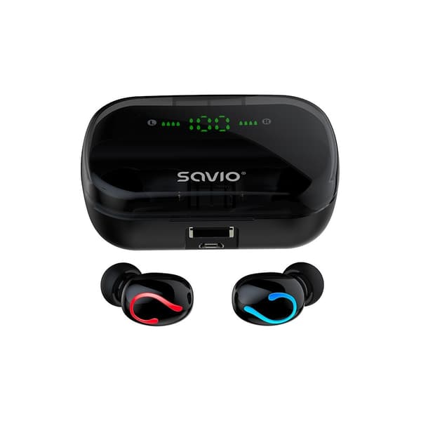 Savio TWS-06 Bluetooth 5.0 + EDR hovedtelefoner/headset In-ear Sort
