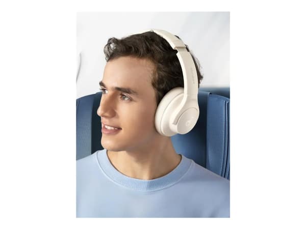 Soundcore Q20i - Hodetelefoner med mikrofon - full størrelse - Bluetooth - trådløs, kablet - aktiv støydemping - 3,5 mm jakk - hvit